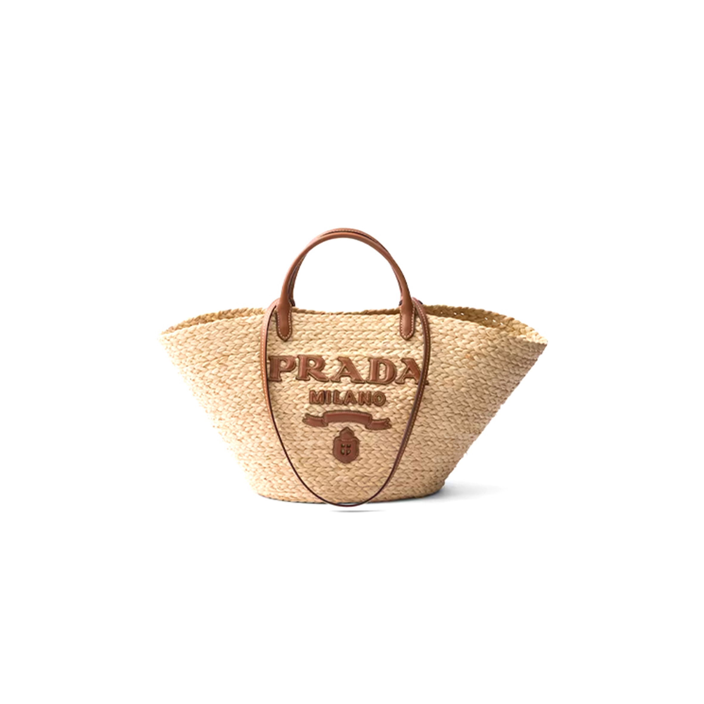 PRADA LARGE RAFFIA AND LEATHER SHOPPING BAG 1BG470 (25*25*15cm)